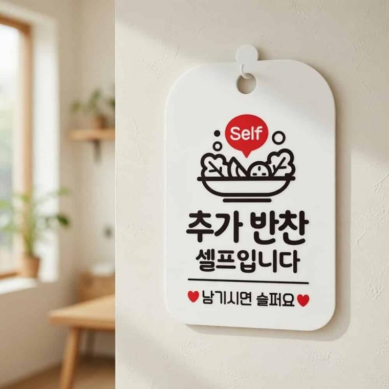 추가반찬 셀프 안내판 식당표지판 가게팻말