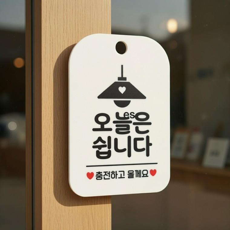 오늘은쉽니다 안내판 카페안내문 안내표지판