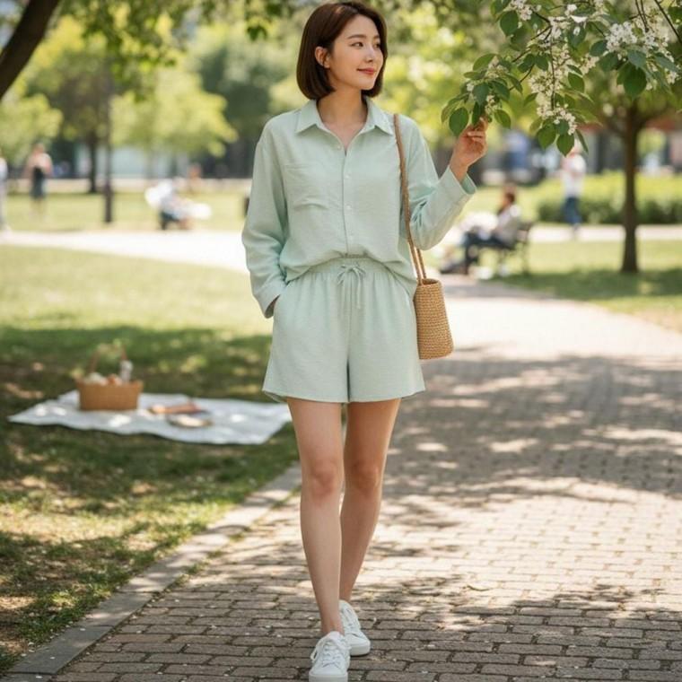 여름 반바지 셔츠 썬블럭 셋업
