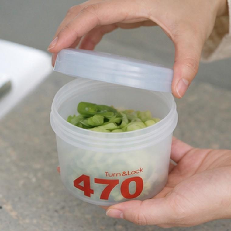 밀폐용기 470ml 원형 PP 반투명 소형 식품보관 반찬보관 냉장보관용