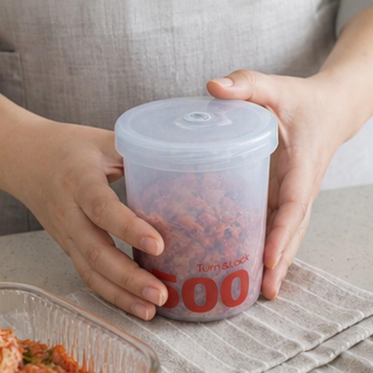 밀폐용기 500ml 반찬통 냉장보관 원형 투명 주방 식품보관용기