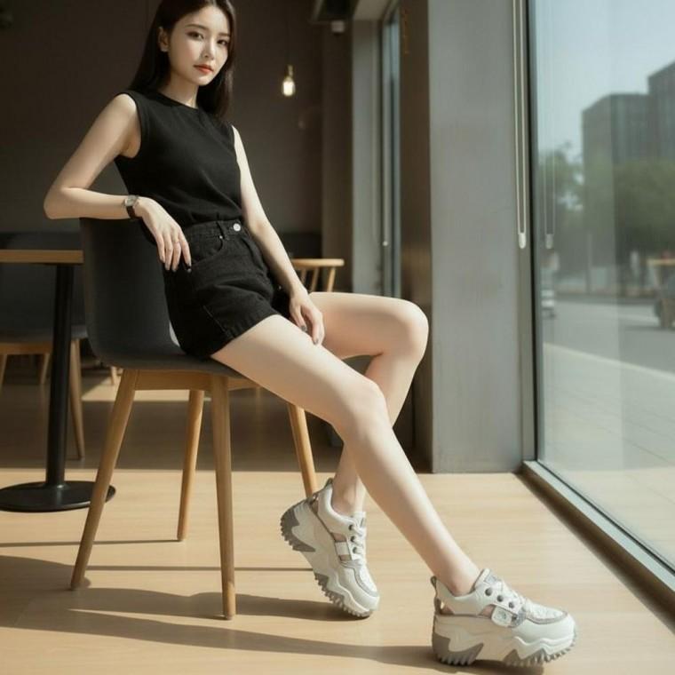 루나 글리터 청키 컷아웃 통굽 샌들 운동화