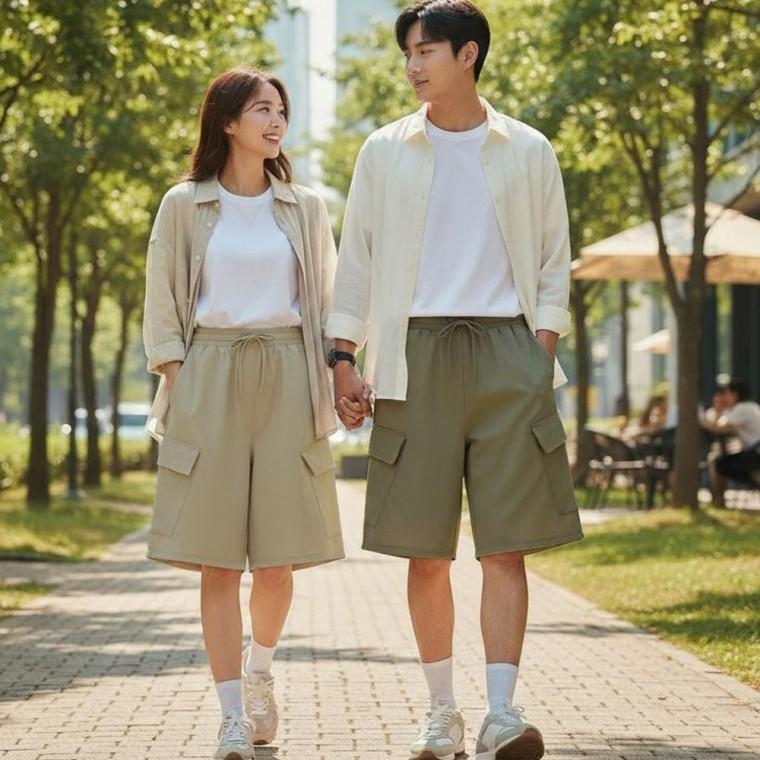 반바지 오타이탄 남녀공용 카고 버뮤다
