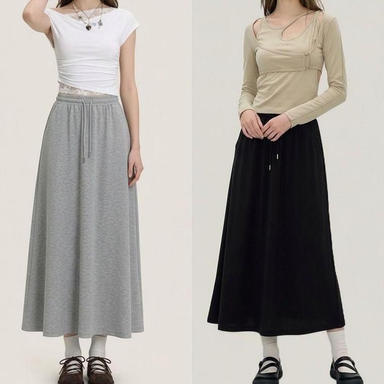 롱 스커트 여성 밴딩 트레이닝 추리닝 2색