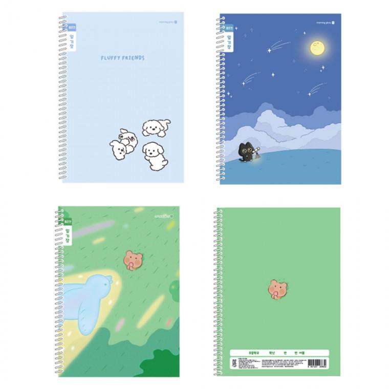 모닝글로리 일기장 1200 초등 스프링 좁은칸일기장 (A) (랜덤1개) 초등일기장