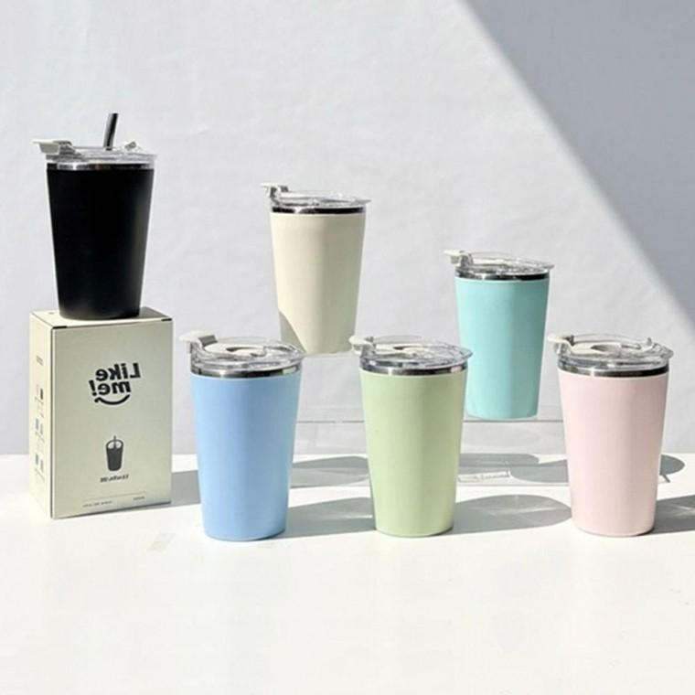 텀블러 스텐 사무실 머그컵 빨대포함 420ml