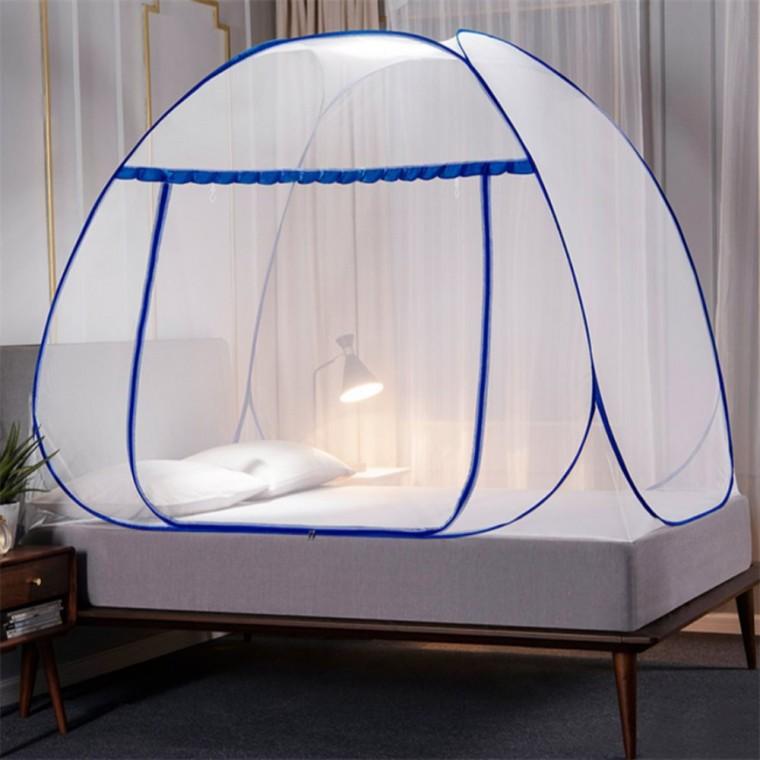 침대 원터치 모기장 150x200cm 블루 원터치모기장텐트 침대모기장텐트 모기방충망