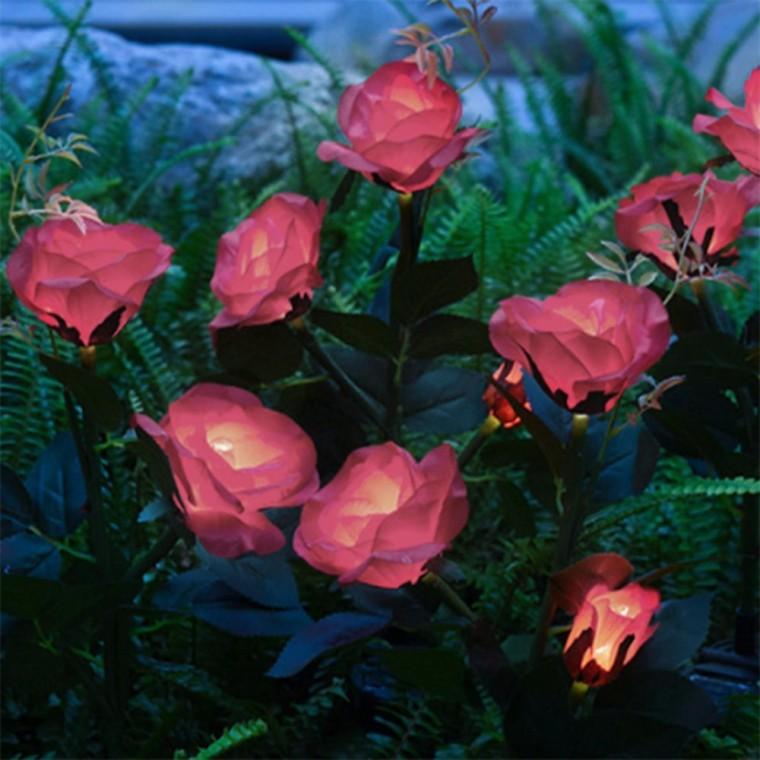 LED 태양광 정원꽃조명 핑크장미 정원꾸미기인테리어소품짐승들 led조명 이쁜카페조명등