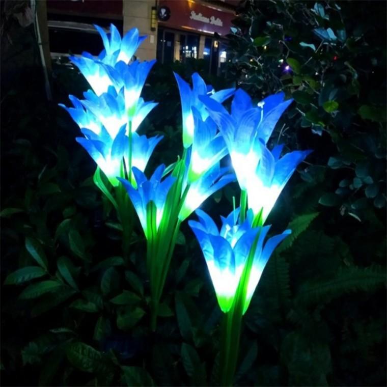 LED 태양광 정원꽃조명 백합 블루 꽃조명무드등 led조명 야외야간꽃조명등