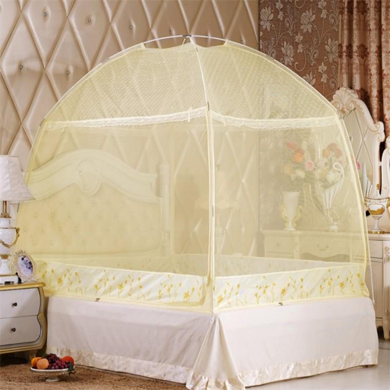텐트형 침대 모기장 150x200cm 베이지 사각캐노피모기장 바닥있는모기장 대형모기장