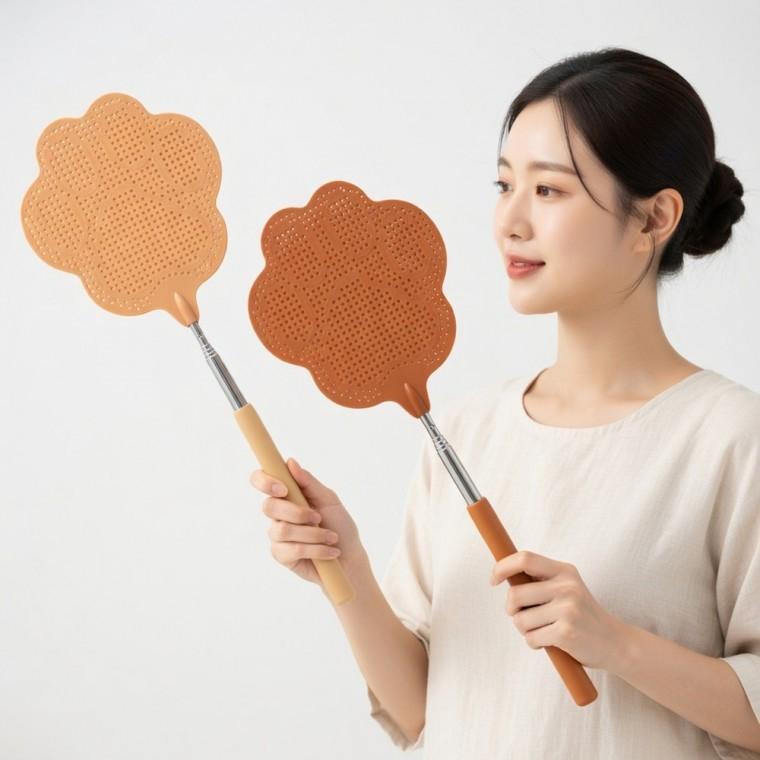 길이조절 파리채 손모양 휴대용 해충 모기채 접이식