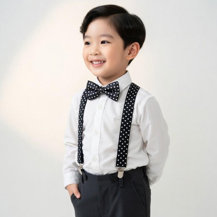 어린이 멜빵 보타이 유치원 아동 데일리 정장