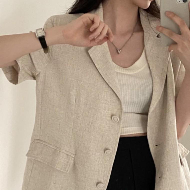 린넨 반팔 쓰리버튼 자켓