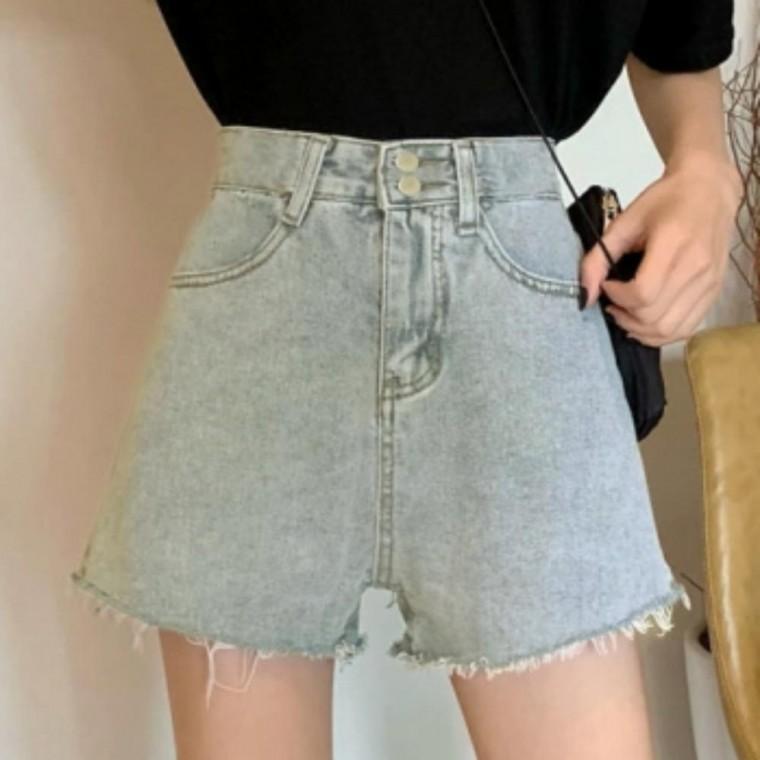 워싱블루 Y2K 무드 데님 하프팬츠 여름 청반바지 여성 구제 빈티지 숏팬츠