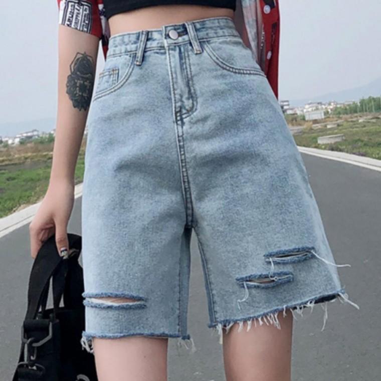 데일리 데미지 데님 하프팬츠 청반바지 여성 여름 찢청 구제 숏팬츠 스판