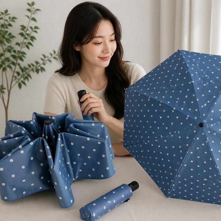 도트 땡땡이 암막 접이식우산 경량 양산 접는 우산