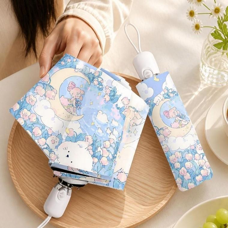 달과소녀 3단 접이식 양우산 자외선차단 암막 자동우산