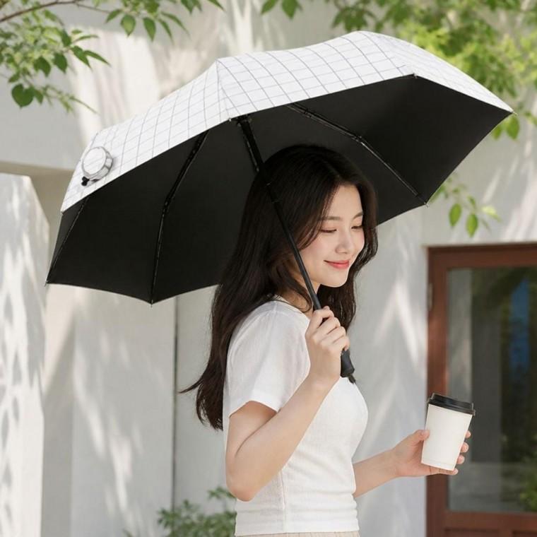 체크무늬 3단 암막 양우산 접이식 차광 자외선차단