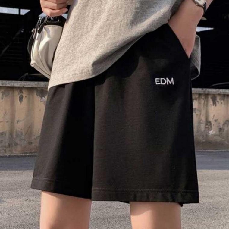 EDM자수 레터링 여름 반바지 와이드숏팬츠 여성 2컬러 캐주얼 트레이닝