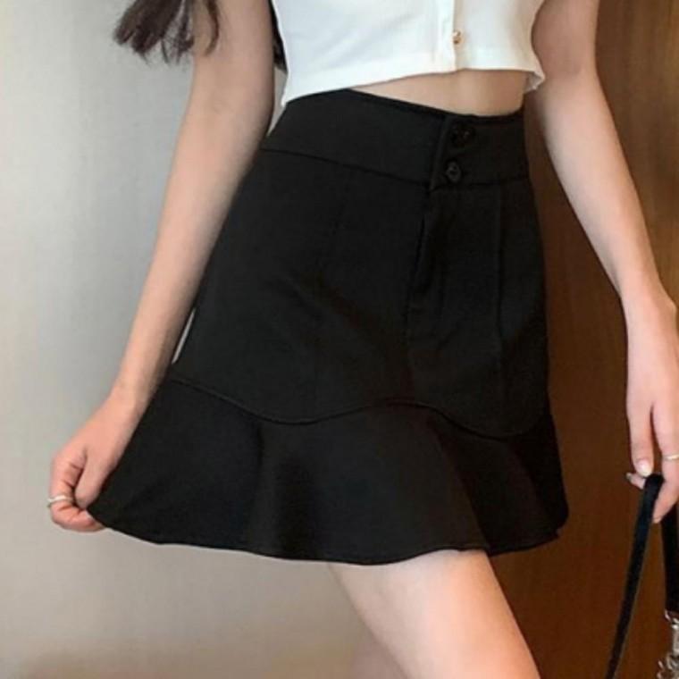 여름 치마바지 머메이드핏 밑단 플레어 스커트바지 여성 큐롯 밴딩 숏팬츠