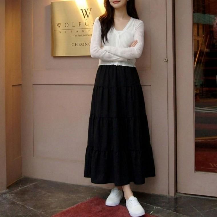스커트 여리핏 캉캉 롱 페미닌룩 데일리룩 데이트룩 캐주얼룩 여성 의류