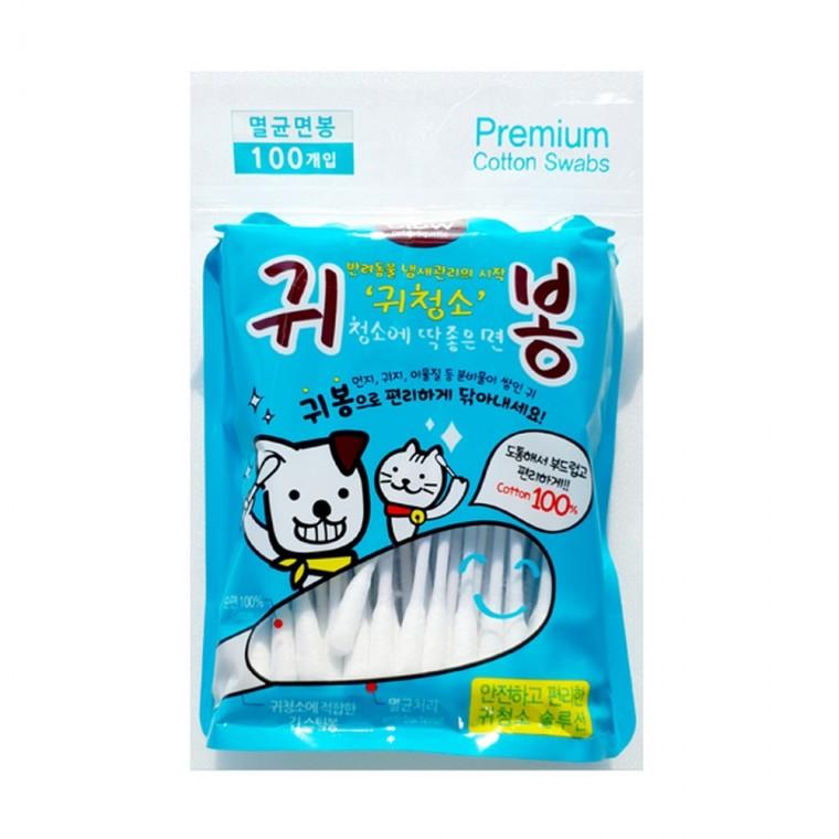 (3개묶음)에티펫 글로우 귀봉 M 100P 반려동물 귀청소 면봉