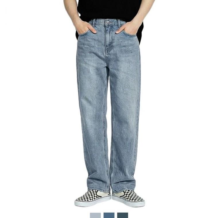 워싱밴딩 세미 와이드 데님 팬츠 남성 연청 중청 남자 청바지 남자밴 딩청 남자와 세미와