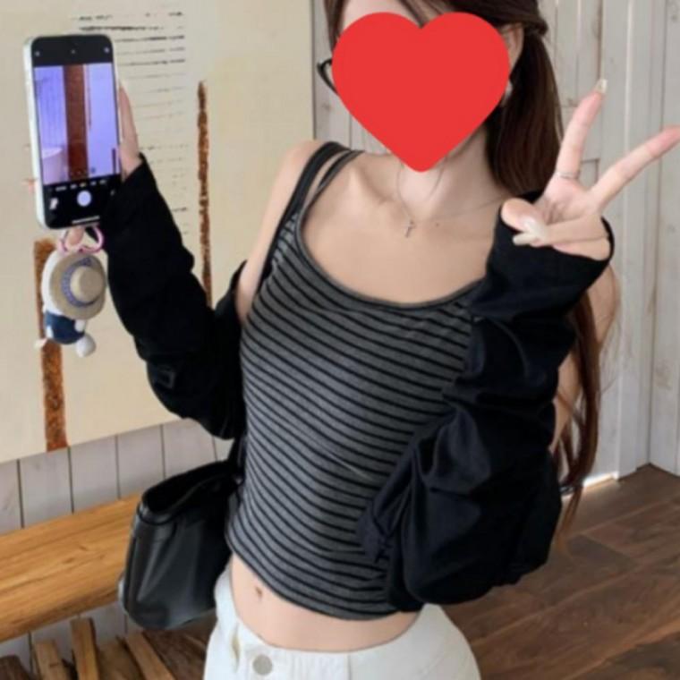 스트라이프 나시 가디건 투피스세트