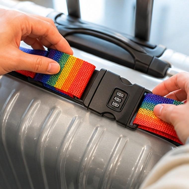 캐리어벨트 3자리 비밀번호 도난방지 레인보우 여행용 공항 잠금스트랩