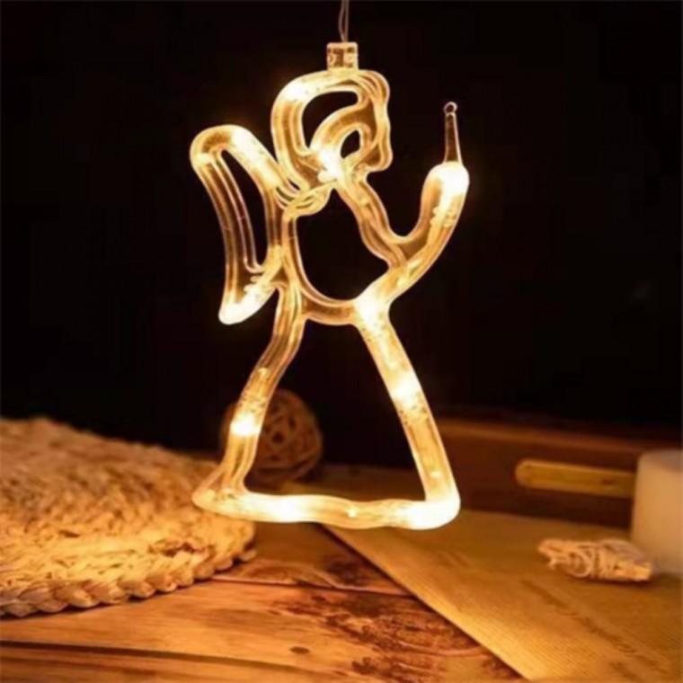 LED 천사 크리스마스유리창장식 전구 조명 행잉조명 크리스마스소품 크리스마스벽장식