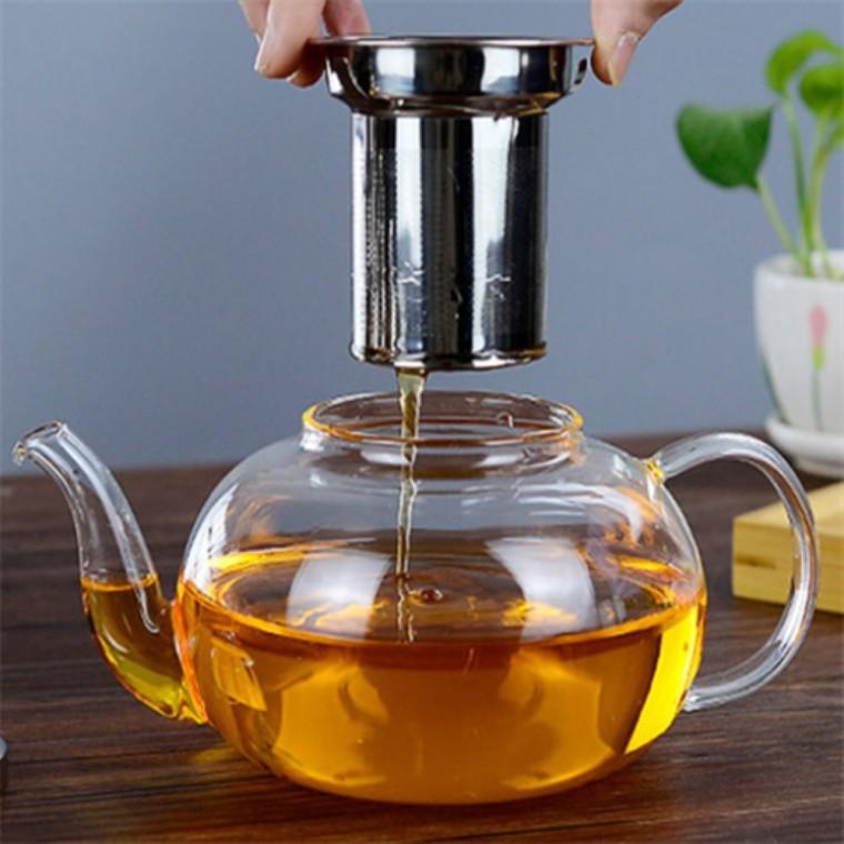 내열유리투명차거름망티포트 800ml 차우리는투명유리주전자 차유리주전자 투명유리주전자