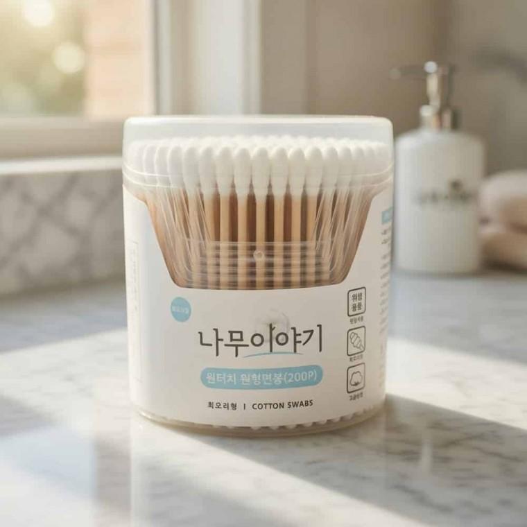 원터치 원형 면봉 귀지제거 케이스면봉