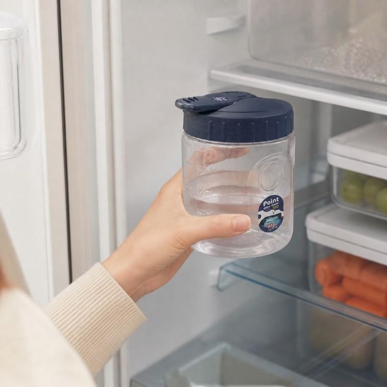 투명 물병 500ml 용량눈금 넓은입구 트위스트뚜껑 주방보관용