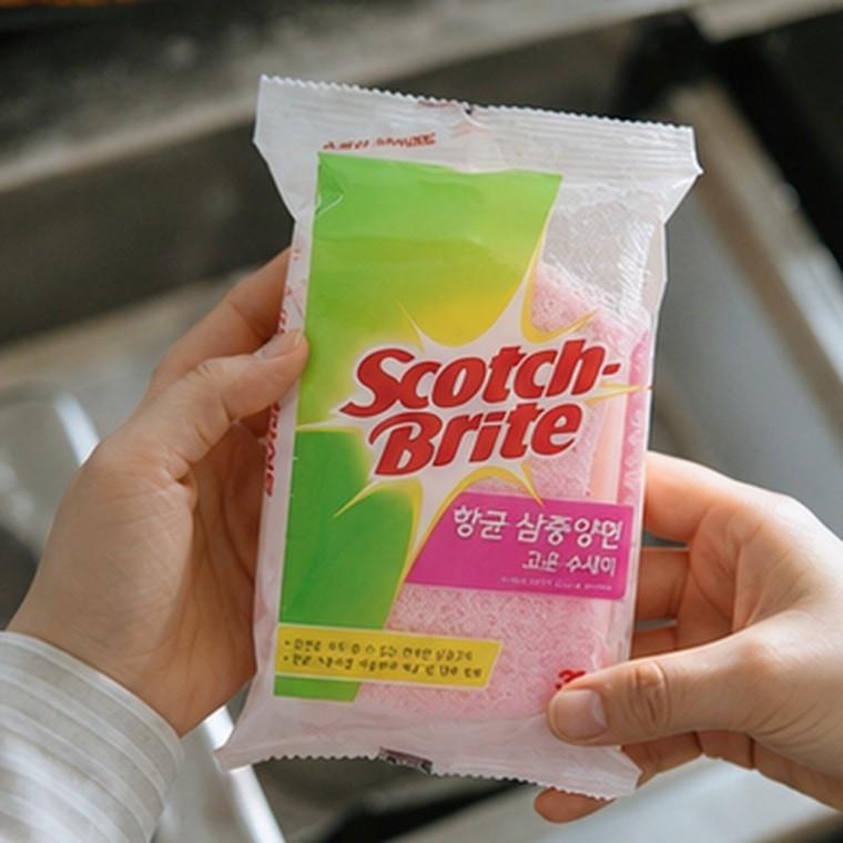 삼중양면 고운 주방수세미 설거지용 그릇세척 싱크대청소 기본형 데일리