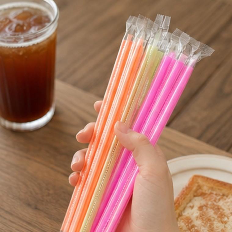 일자 개별포장 스트로우 6mm 20.7cm 50개입 위생 카페빨대