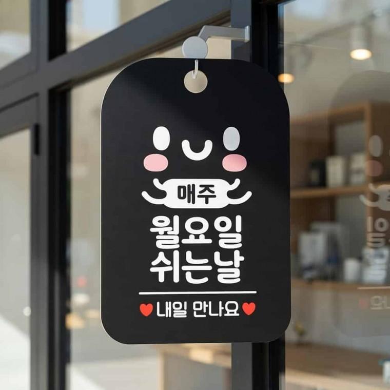 매주 월요일 휴무 안내판 카페안내판 정기휴일