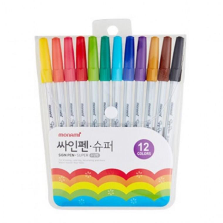 초등학생싸인펜 사인펜 12색 세트 어린이싸인펜 초등싸인펜 모나미수성싸인펜