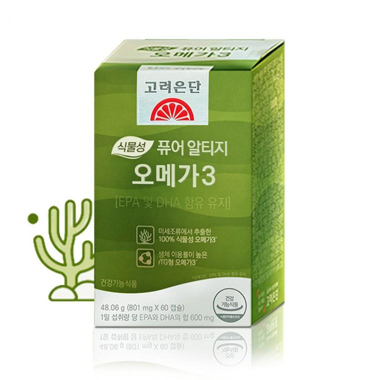 고려은단 식물성 퓨어 알티지 오메가3 60캡슐 1개 2개월분 rtg형