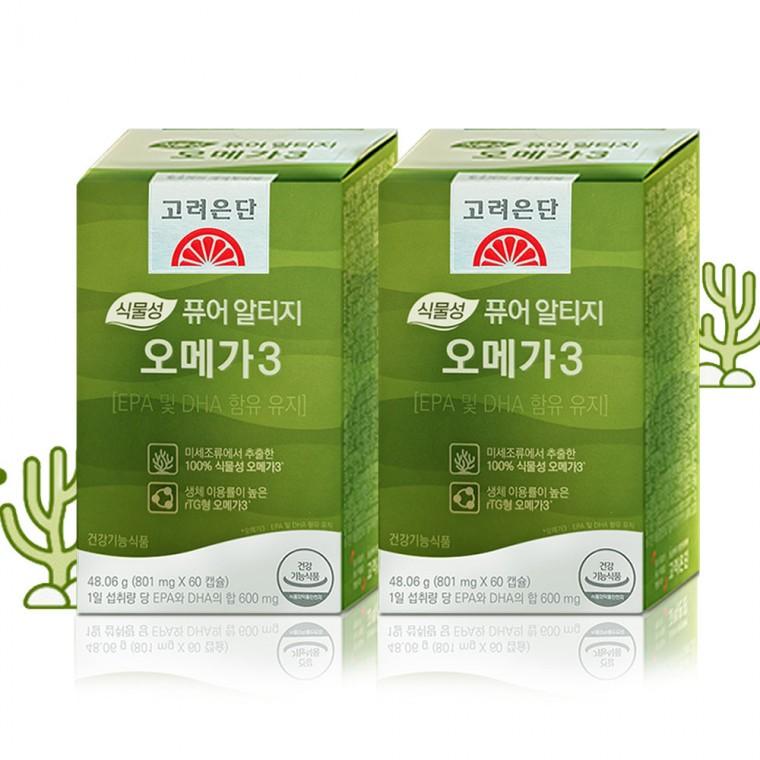 고려은단 식물성 퓨어 알티지 오메가3 60캡슐 2개 4개월분 rtg형