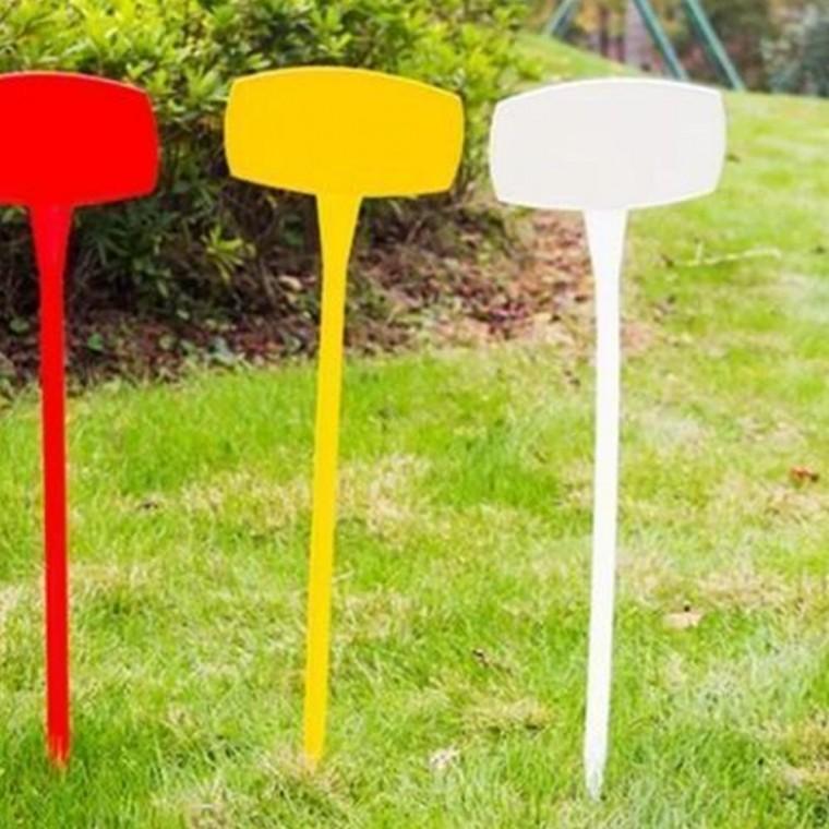 꺽임형 T자 식물라벨 50cm 화이트 대형 말뚝 가든픽