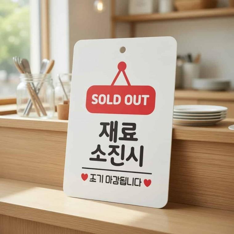 SOLDOUT 재료소진 안내판 가게안내판 조기마감