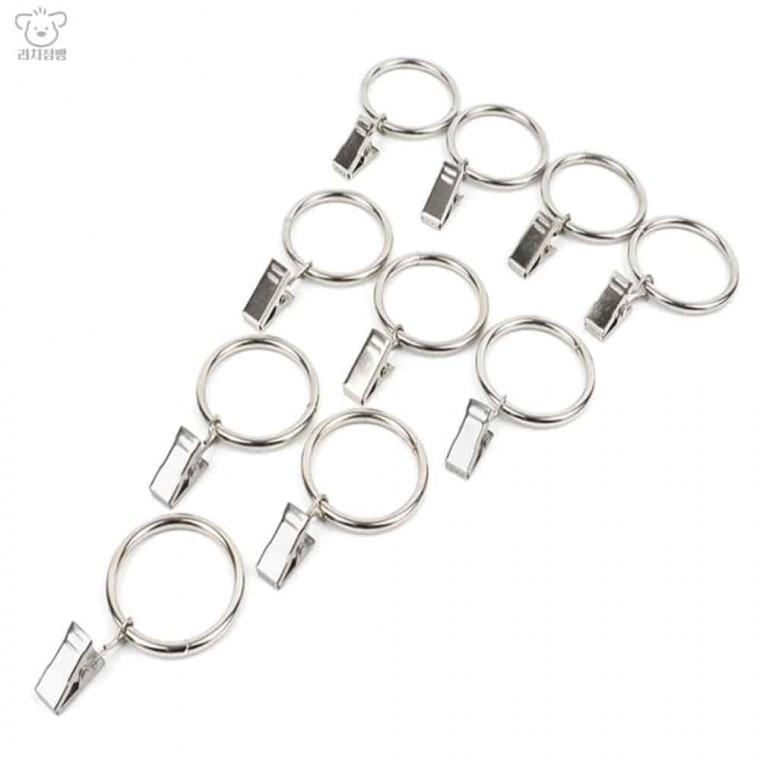 10P 원형 커튼링 집게 실버 커튼집게링45mm 커튼고리집게