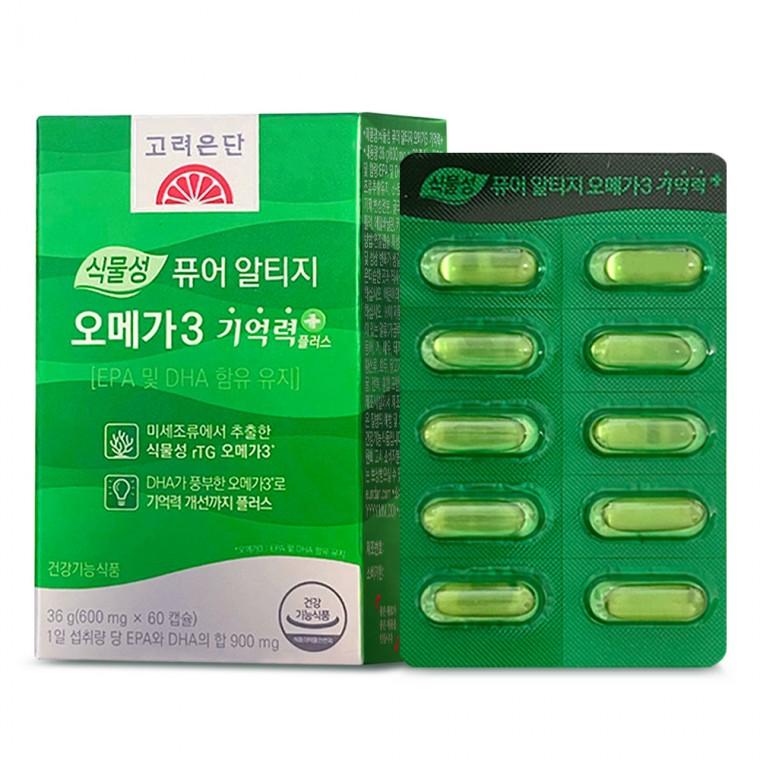 고려은단 식물성 퓨어 알티지 오메가3 기억력플러스 60캡슐 1개