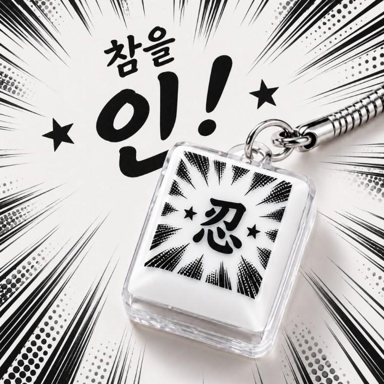 LED 1구 한자 키캡 키링 자동차 악세사리 패션 굿즈 커플 친구 단체 장식 소장
