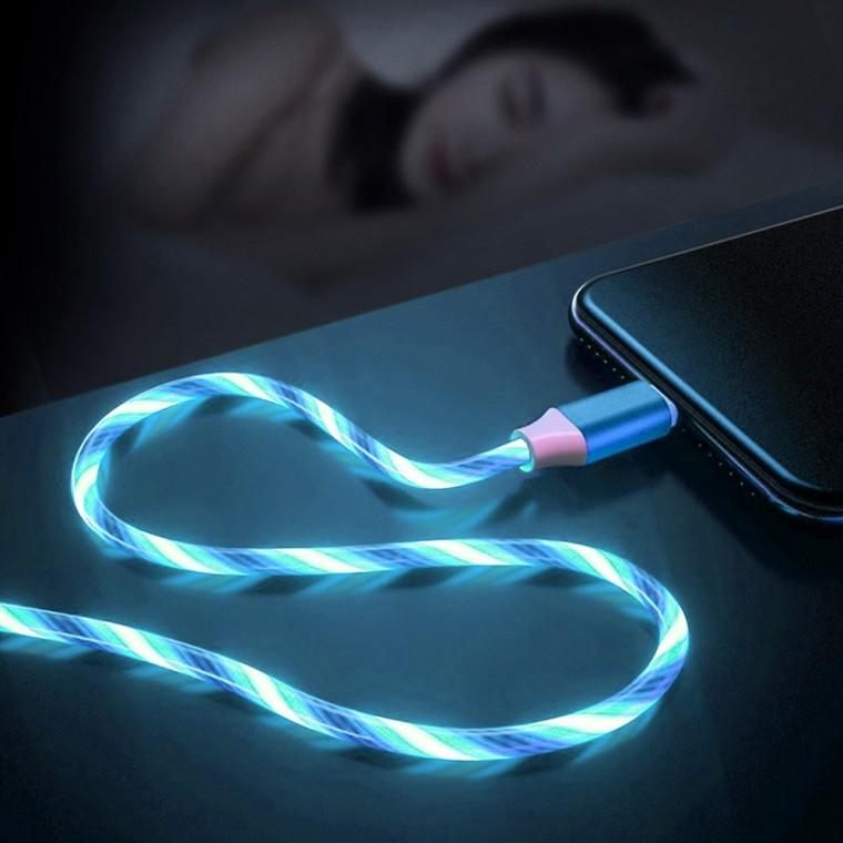 LED 발광 C타입 고속 충전케이블(1M)(블루) 데이터송신