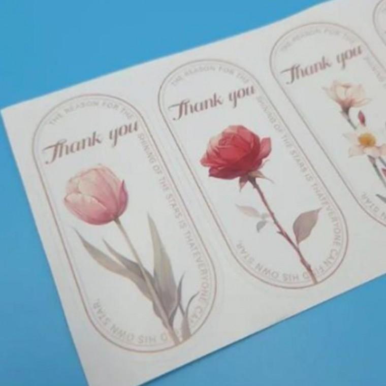 예쁜 꽃그림 감사 문구 답례품 포장 스티커 10개입