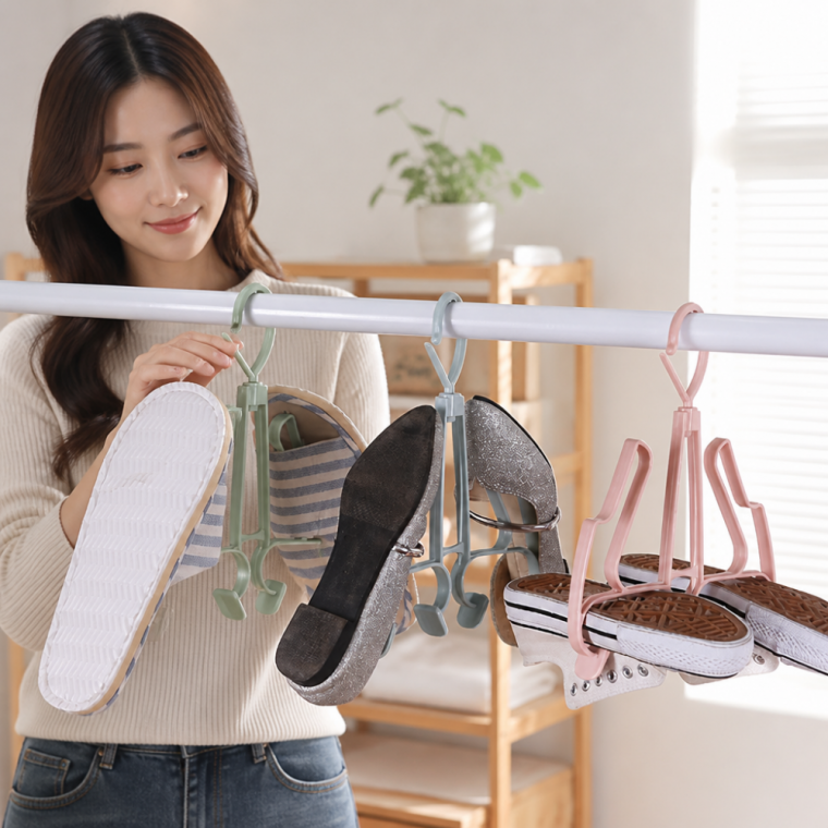 신발 건조걸이 옷걸이형 거치대 360도 회전 실내 신발걸이 랜덤색상