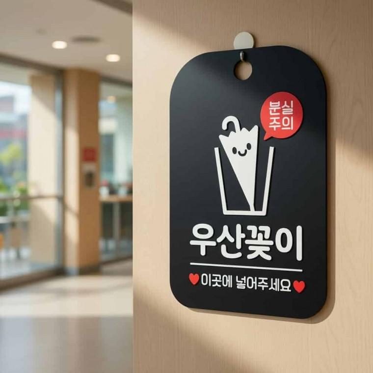 분실주의 우산꽂이 출입문표지판 안내팻말
