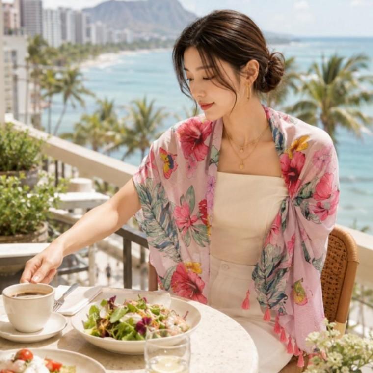 여성 여름 데일리 롱 머플러 비치 플라워 스카프 숄