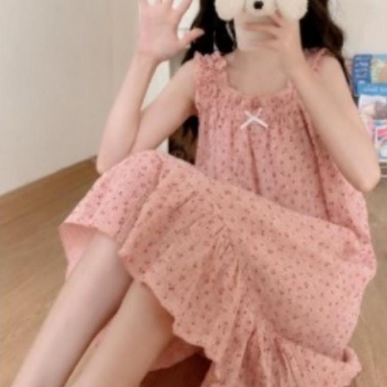 여성 여름 민소매 밴딩 나시 홈웨어 잠옷 원피스 드레스